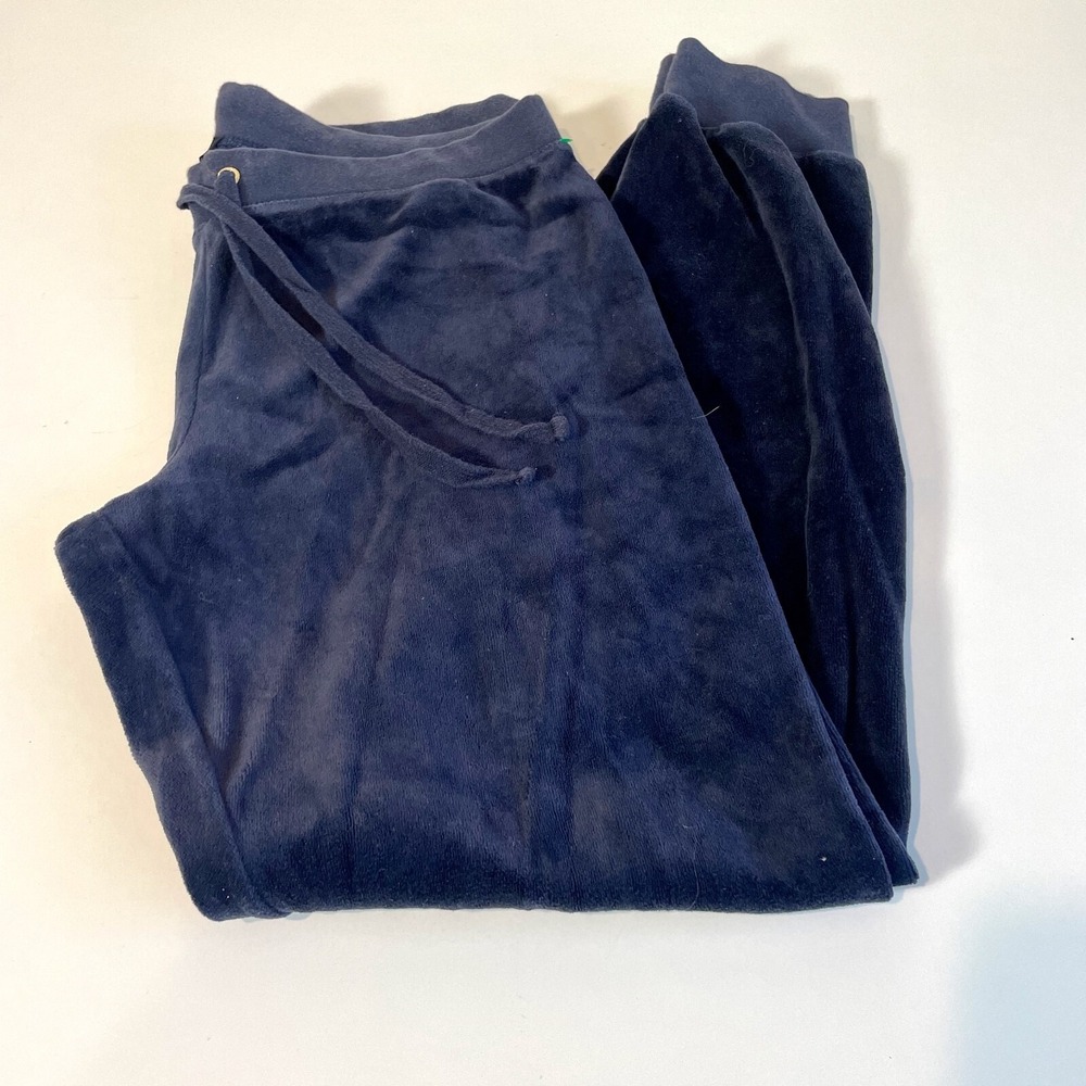 Juicy Couture Zuma Velour Jogger Pants‎ Womens M Navy Blue Tapered Drawstring